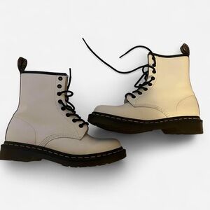Cream Lace-Up Combat Boots